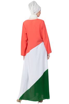 Tricolor Asymmetrical Crepe Abaya 4