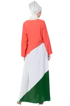 Tricolor Asymmetrical Crepe Abaya