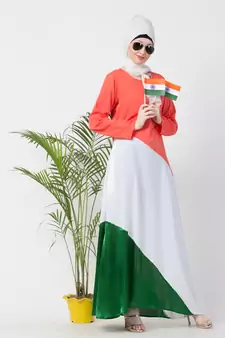 Tricolor Asymmetrical Crepe Abaya