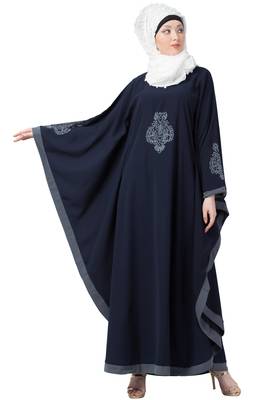 Casual Embroidered Kaftan- Navy Blue 1