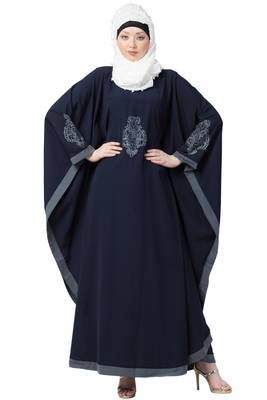 Casual Embroidered Kaftan- Navy Blue 2
