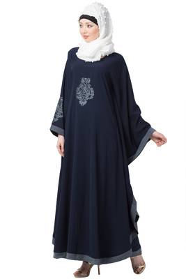 Casual Embroidered Kaftan- Navy Blue 3