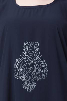 Casual Embroidered Kaftan- Navy Blue 4