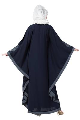 Casual Embroidered Kaftan- Navy Blue 5