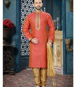 pink embroidered art silk kurta pajama