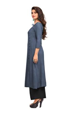 Grey printed rayon long-kurtis 4