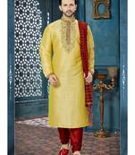 gold embroidered art silk kurta pajama