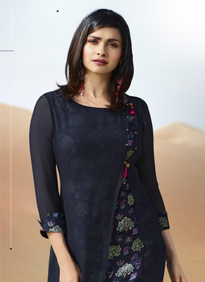 Blue printed georgette georgette-kurtis 2