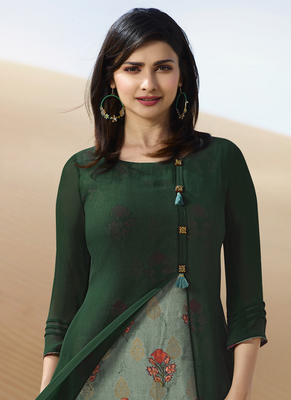Green printed georgette georgette-kurtis 2