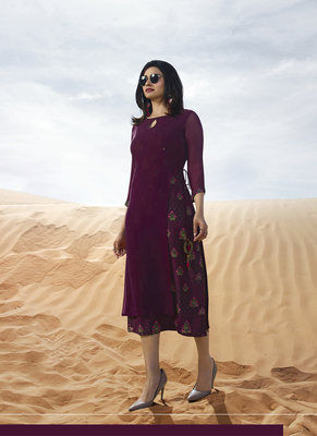 Purple printed georgette georgette-kurtis 1
