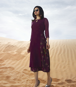 Purple printed georgette georgette-kurtis
