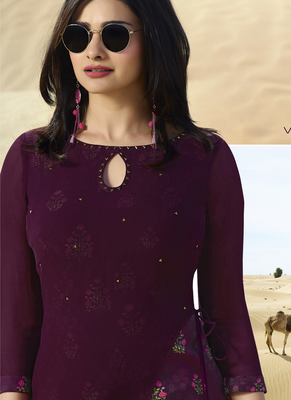 Purple printed georgette georgette-kurtis 2