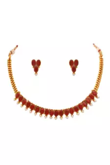 Red pearl necklace-sets