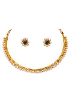 Gold pearl necklace-sets