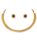 Gold pearl necklace-sets