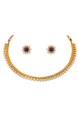 Gold pearl necklace-sets 1