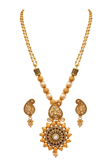 Gold pearl necklace-sets