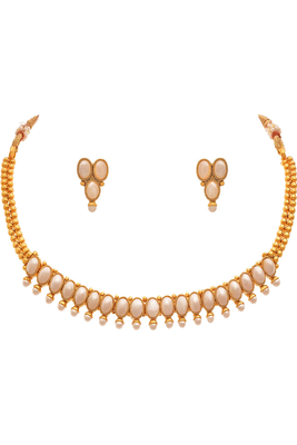 Gold pearl necklace-sets 1