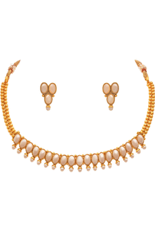 Gold pearl necklace-sets