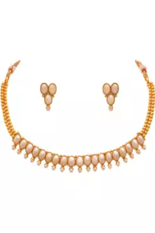 Gold pearl necklace-sets