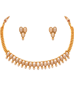 Gold pearl necklace-sets