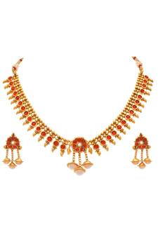 Gold pearl necklace-sets