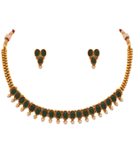 Gold pearl necklace-sets