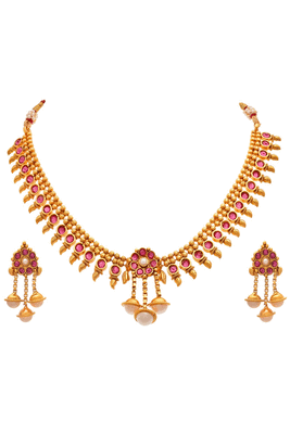 Gold pearl necklace-sets 1