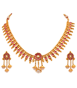 Gold pearl necklace-sets