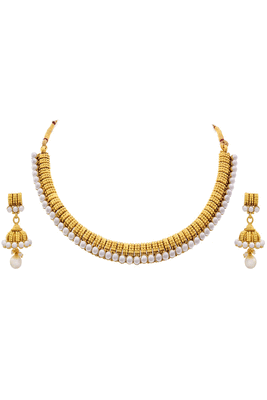 Gold pearl necklace-sets 1