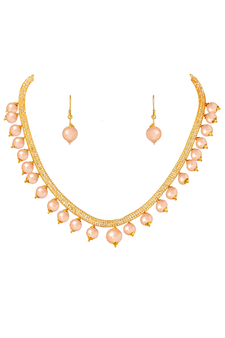 Gold pearl necklace-sets