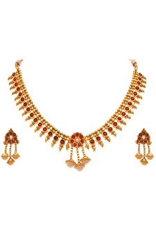 Gold pearl necklace-sets