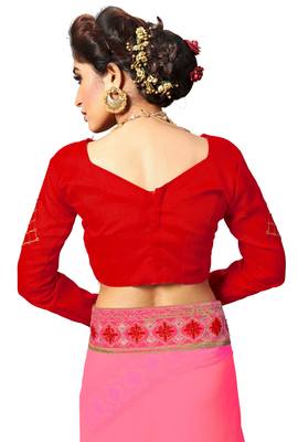 pink Embroidered georgette saree with blouse 5