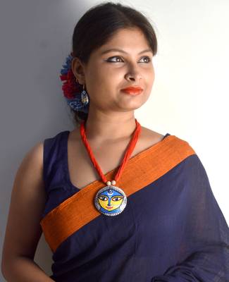 Red Glossy Colour Terracotta Necklace With Matching Earrings 1