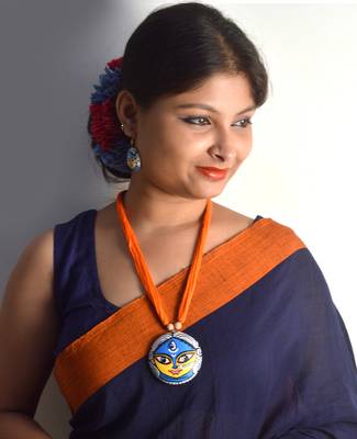 Orange Glossy Terracotta Necklace With Matching Earrings 1