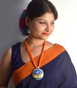Orange Glossy Terracotta Necklace With Matching Earrings
