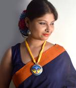 Yellow Colour Terracotta Necklace With Matching Earrings