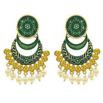 Saizen Wedding Traditional Moti Jhumka Earrings Alloy Drops & Danglers 4