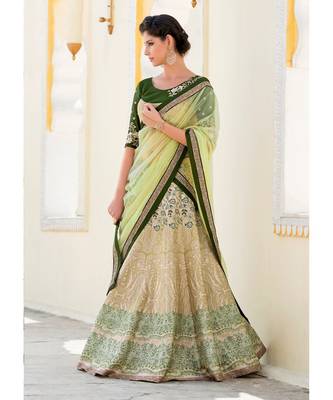 Heritage Silk Beige Digital Printed Designer Lehenga With Blouse 1