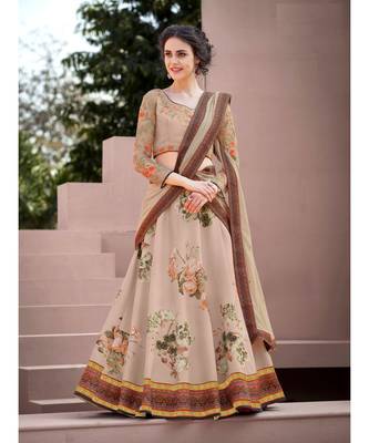 Heritage Silk Peach Digital Printed Designer Lehenga With Blouse 1