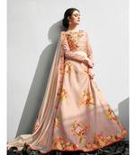 Heritage Silk Peach Digital Printed Designer Lehenga With Blouse
