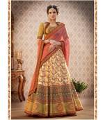 Pure Banarasi Natural Silk Multicolor Digital Printed Designer Lehenga With Blouse