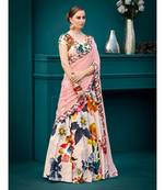 Pure Spandex Natural Silk Pink Digital Printed Designer Lehenga With Blouse