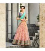 Organza Silk with Digital Print Heavy Embroidery Work Pink Designer Lehenga With Blouse