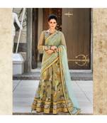 Organza Silk with Digital Print Heavy Embroidery Work green Designer Lehenga With Blouse