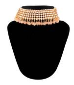 Traditional Kundan & Peach Pearl Choker Necklace Set For Women