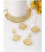 Traditional Kundan & Pearl White Choker Necklace Set For Women