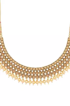 Traditional Handcrafted Stone Studded & Pearl Necklace Set With Earrings & Maang Tikka For Women