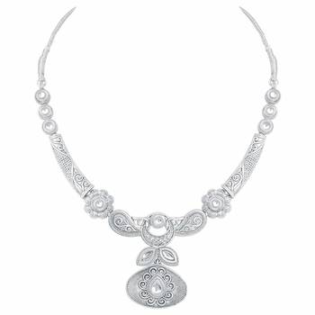 Oxidised Silver Handcrafted Rajsthani Necklace Set With Earrings & Maang Tikka For Women 2