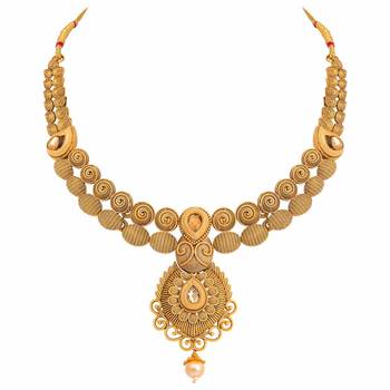 Antique Handcrafted Polki Traditional Necklace Set With Earrings & Maang Tikka For Women 2